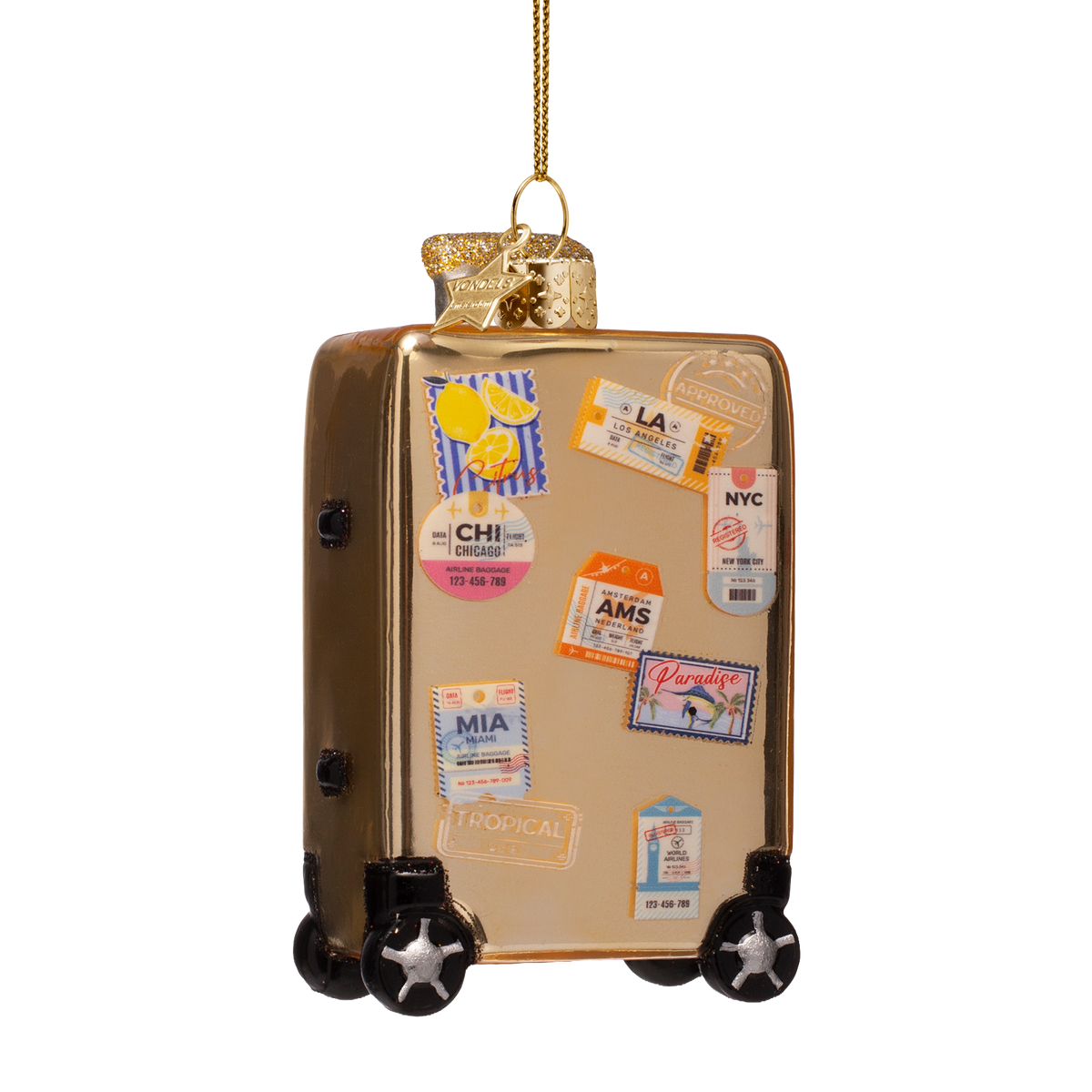 Kerst Ornament Koffer Goud - Vondels