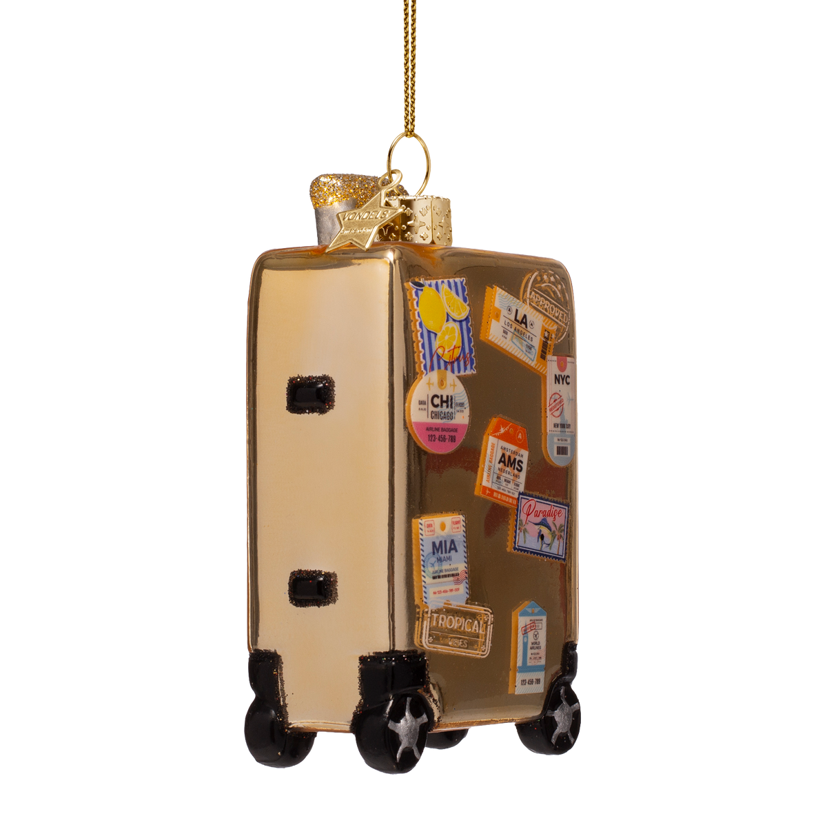 Kerst Ornament Koffer Goud - Vondels