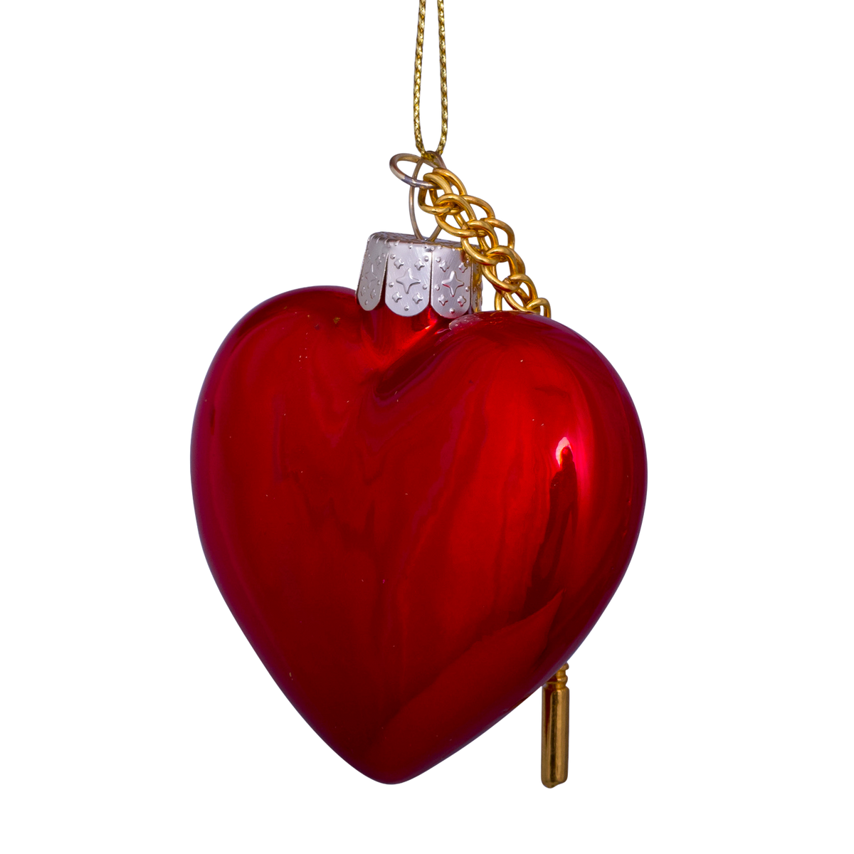 Christmas Ornament Heart with Lock Red - Vondels
