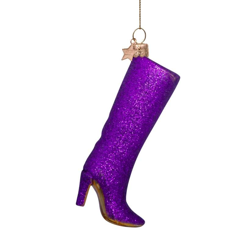 Kerst Ornament Purple Glitter Boot - Vondels