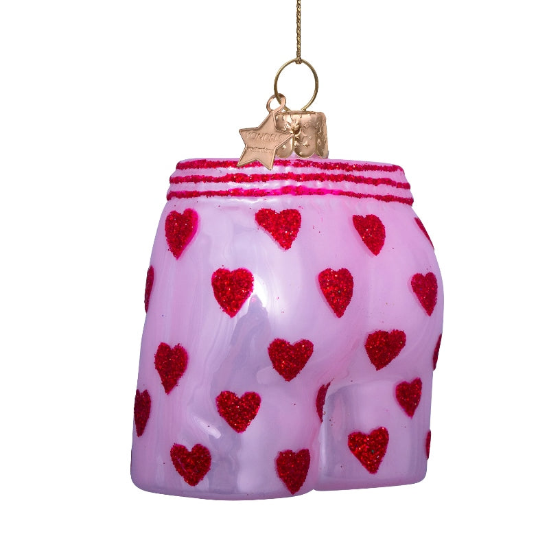 Weihnachtsbaumschmuck Rosa Boxershorts Herzen – Vondels