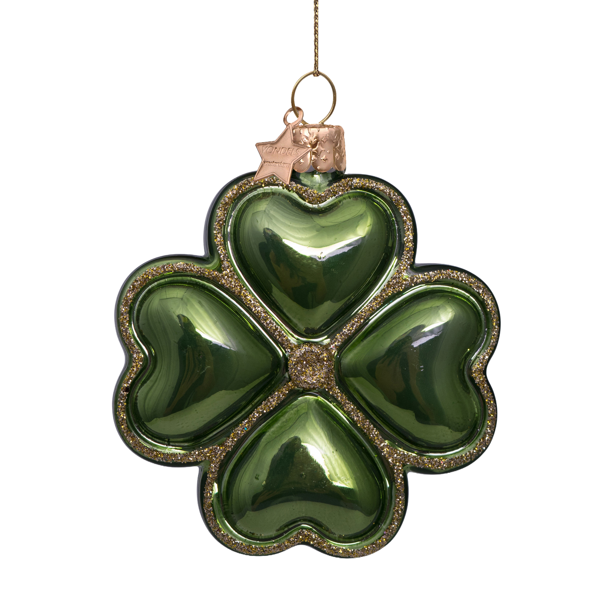 Kerst Ornament Klavertje Vier Groen - Vondels