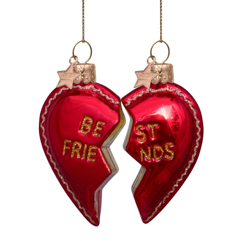 Kerst Ornament Set Best Friends Hart – Vondels