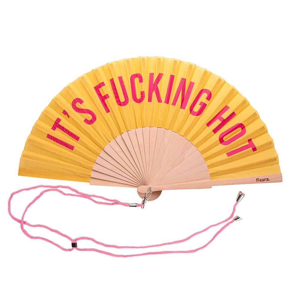 Waaier Hout It's F#cking Hot Yellow Pink - Fisura