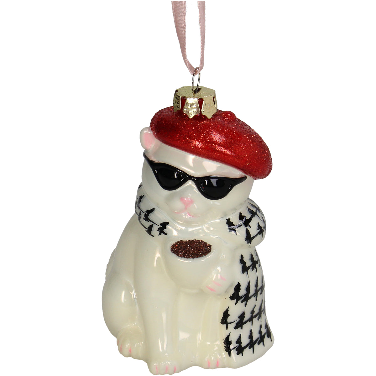 Christmas Ornament Cat with Coffee - Kersten