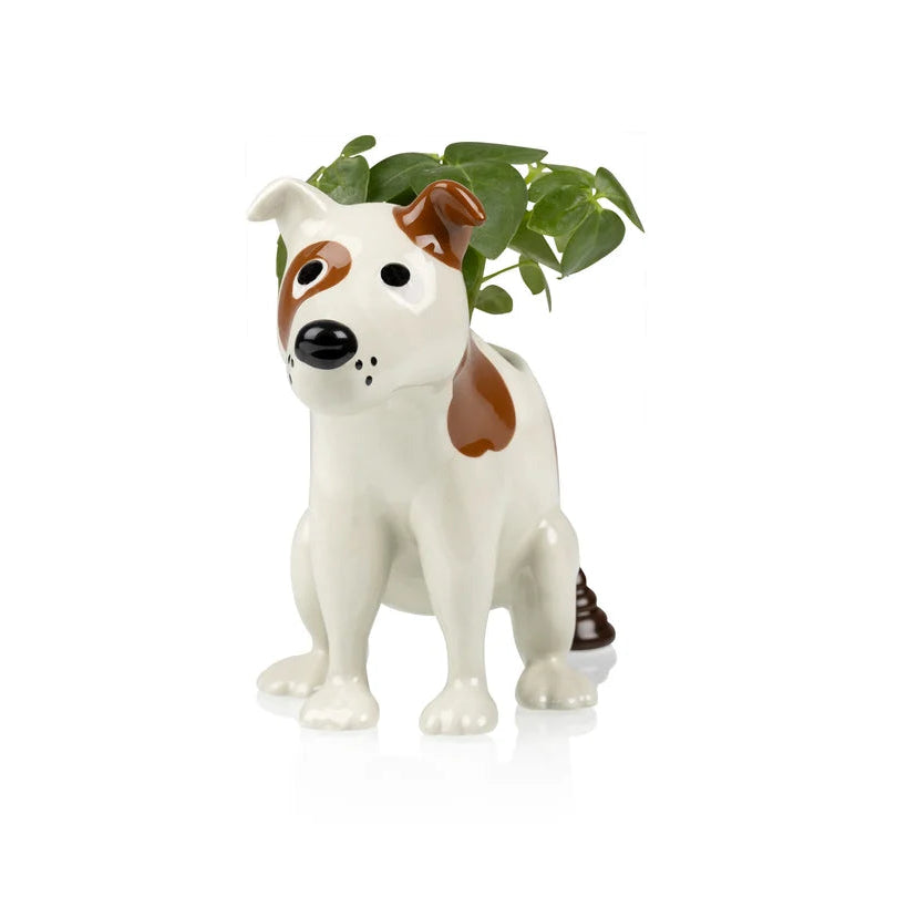 Plantenpot Pooing Dog - Bitten