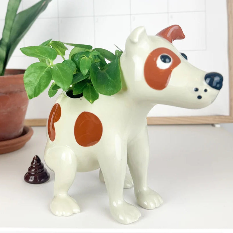Plantenpot Pooing Dog - Bitten